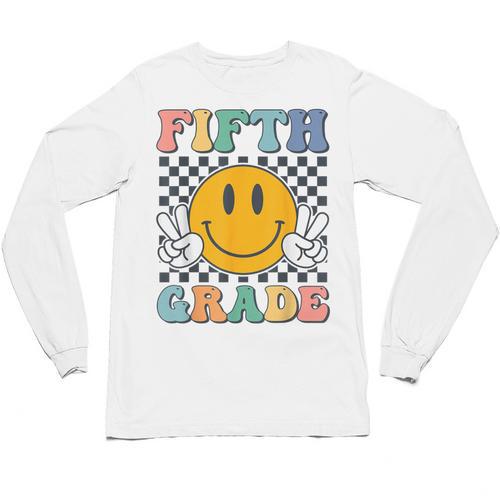 Fifth Grade Team Teachers Boys Girls Retro Smile 5th Grade Unisex Long Sleeve T-Shirt - teacherstshirts.com CA