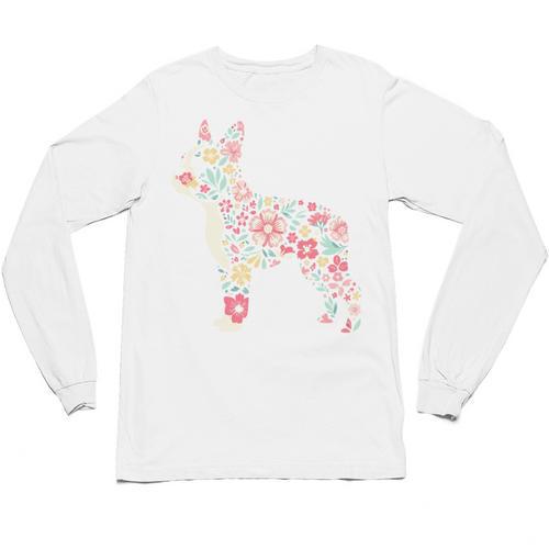 Floral FLower Boston Terrier Mom Grandma Unisex Long Sleeve T-Shirt - Bostonterriersmerch.com