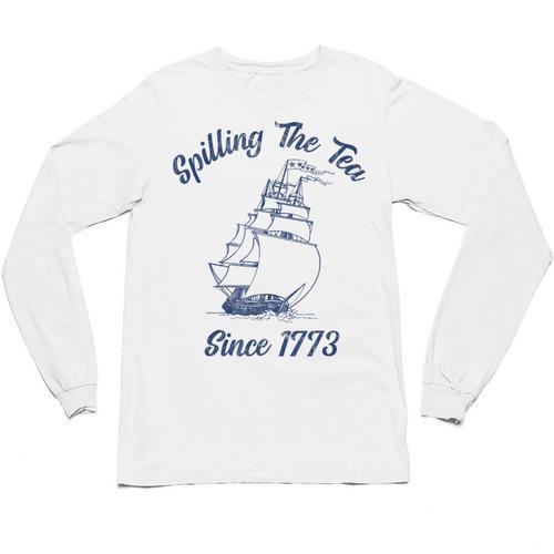 Fun 4th Of July Spilling The Tea Since 1773 History Teacher Unisex Long Sleeve T-Shirt - teacherstshirts.com UK
