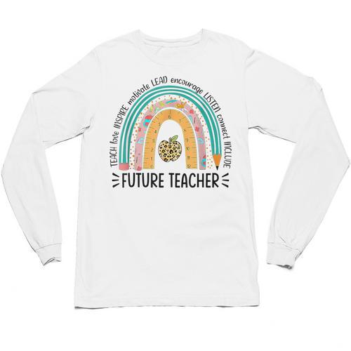 Future Teacher Cute Rainbow Leopard Teacher Outfit For Men Women Girls Kids Unisex Long Sleeve T-Shirt - teacherstshirts.com DE