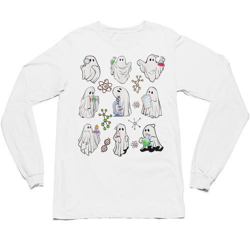 Ghost Science Teacher Chemistry Laboratory Halloween Costume Unisex Long Sleeve T-Shirt - teacherstshirts.com AU