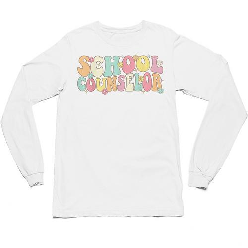 Groovy School Counselor Back To School Teacher Counseling Unisex Long Sleeve T-Shirt - teacherstshirts.com AU