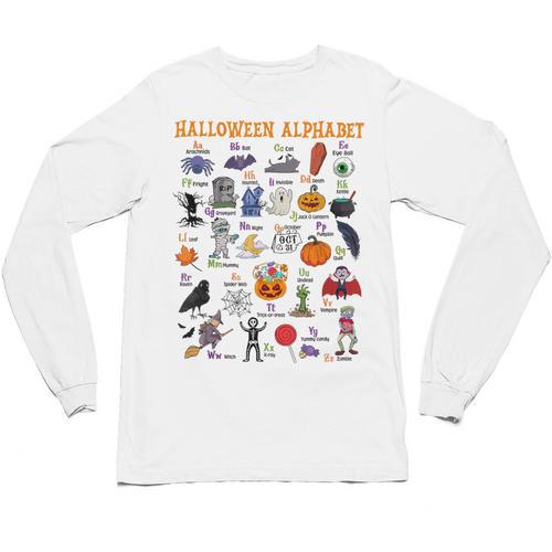 Halloween Alphabet ABCs Learning Kindergarten Teacher Unisex Long Sleeve T-Shirt - teacherstshirts.com DE