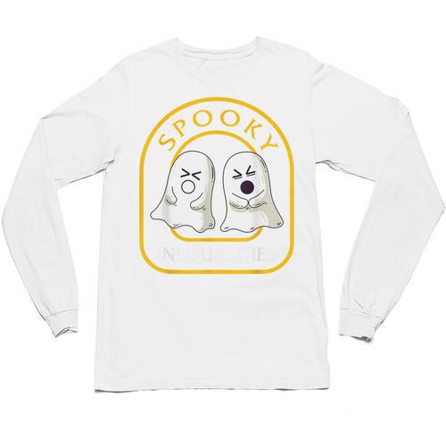 Halloween Math Teacher Cottagecore Spooky Inequalities Ghost Unisex Long Sleeve T-Shirt - teacherstshirts.com UK