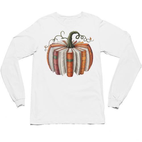Halloween Teacher Librarians Fall Book Pumpkin Retro Reading Unisex Long Sleeve T-Shirt - teacherstshirts.com