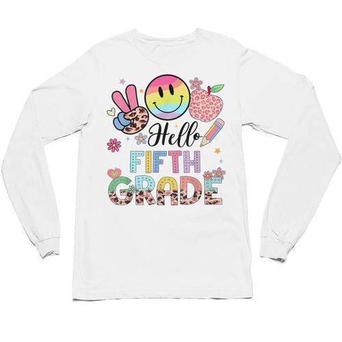 Hello 5th Grade Boy Girl Teacher Back To School 5th Grade Unisex Long Sleeve T-Shirt - teacherstshirts.com CA