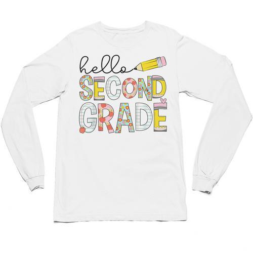 Hello Second Grade Team 2nd Grade Back To School Teacher Kid Unisex Long Sleeve T-Shirt - teacherstshirts.com AU