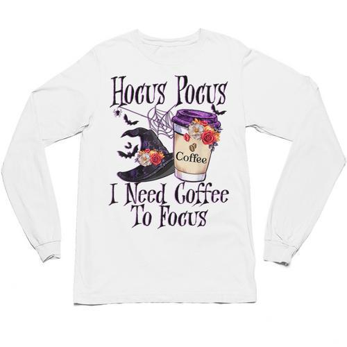 Hocus Pocus I Need Coffee To Focus Halloween Teacher Unisex Long Sleeve T-Shirt - teacherstshirts.com DE