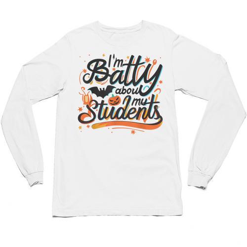 I'm Batty About My Students Watercolor Bat Teacher Halloween Unisex Long Sleeve T-Shirt - teacherstshirts.com DE