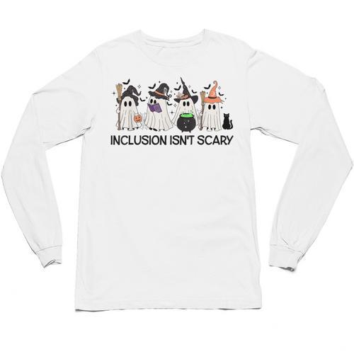 Inclusion Isn't Scary Boo Ghost Halloween Sped Teacher Unisex Long Sleeve T-Shirt - teacherstshirts.com UK