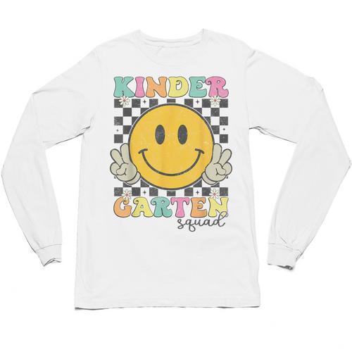 Kindergarten Squad Smile Face Teachers Kids Back To School Unisex Long Sleeve T-Shirt - teacherstshirts.com AU