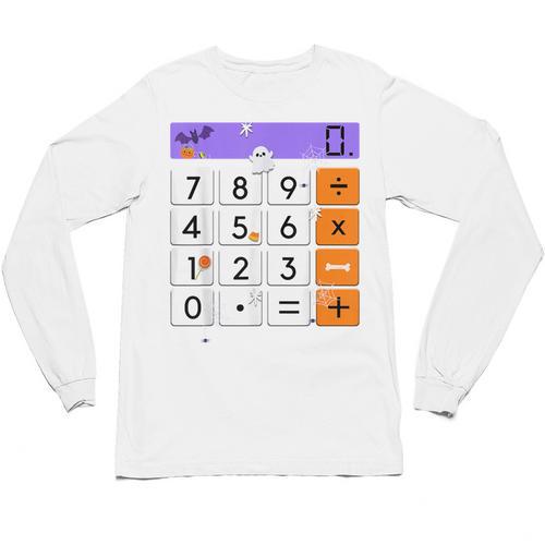 Math Teacher Halloween Costume Calculator Math Pun Unisex Long Sleeve T-Shirt - teacherstshirts.com CA