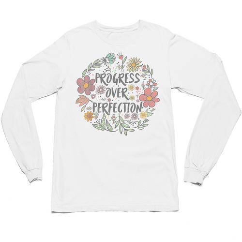 Motivational Progress Over Perfection Back To School Teacher Unisex Long Sleeve T-Shirt - teacherstshirts.com
