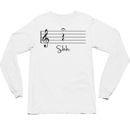 Music Notes Shirt Shh Quarter Fermata Teacher Unisex Long Sleeve T-Shirt - teacherstshirts.com UK
