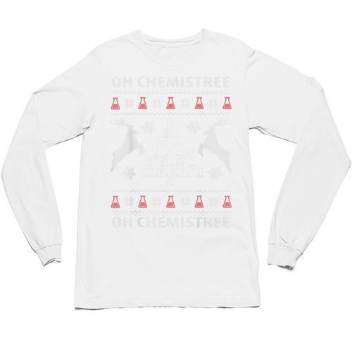 Oh Chemistree Ugly Christmas Sweater Science Student Teacher Unisex Long Sleeve T-Shirt - teacherstshirts.com DE