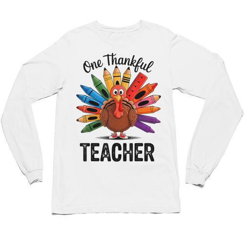 One Thankful Teacher Thanksgiving TurkeyCute Pencil Unisex Long Sleeve T-Shirt - teacherstshirts.com UK