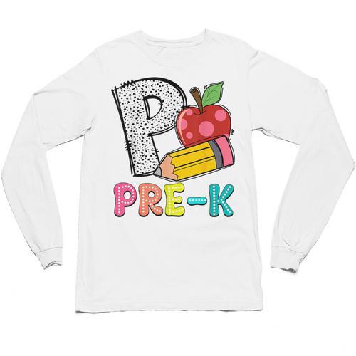 P Is For Pre-K Teacher Pencil Apple Back To School Unisex Long Sleeve T-Shirt - teacherstshirts.com