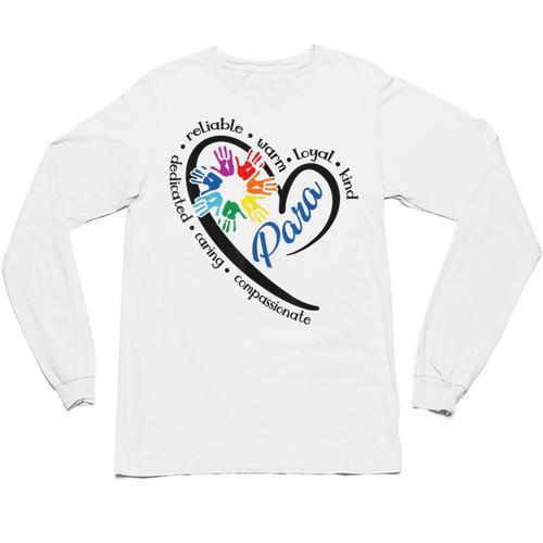 Para Heart Teacher Paraprofessional Paraeducator Men Women Unisex Long Sleeve T-Shirt - teacherstshirts.com CA