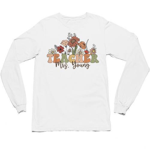 Personalized Name Teacher Mrs Young Back To School Custom Unisex Long Sleeve T-Shirt - teacherstshirts.com