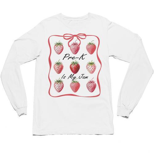 Pre K Is My Jam Teacher Team Crew Preschool Cute Strawberry Unisex Long Sleeve T-Shirt - teacherstshirts.com UK