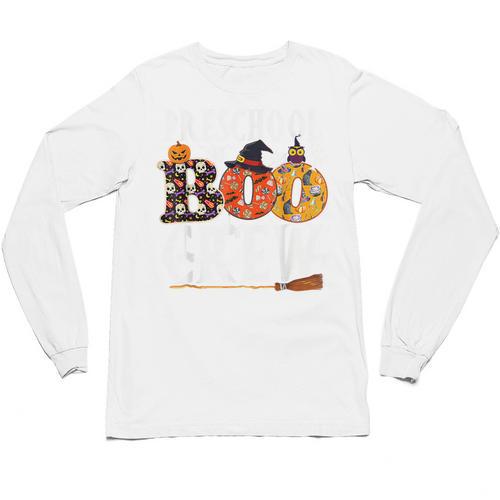 Preschool Boo Crew Teacher Halloween Unisex Long Sleeve T-Shirt - teacherstshirts.com