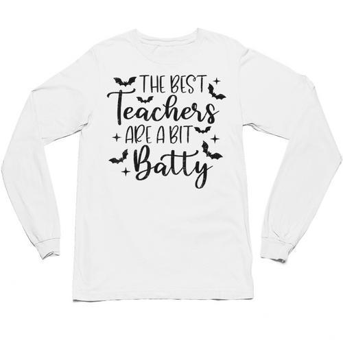 Retro The Best Teachers Are A Bit Batty Halloween Teacher Unisex Long Sleeve T-Shirt - teacherstshirts.com DE