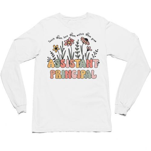 Retro Floral Assistant Principal Shirt For Teachers Day Unisex Long Sleeve T-Shirt - teacherstshirts.com AU