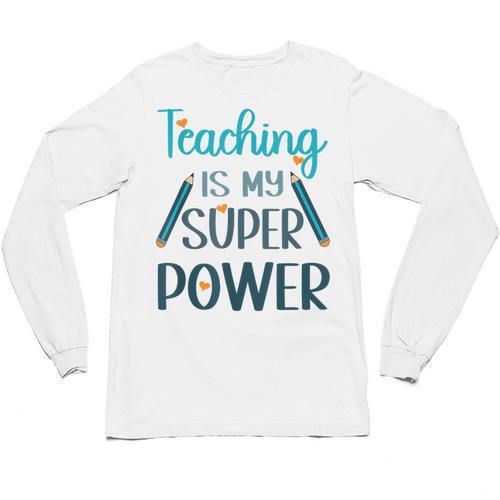 Retro Groovy Teaching Is My Super Power Teacher's Present Men Women Unisex Long Sleeve T-Shirt - teacherstshirts.com AU