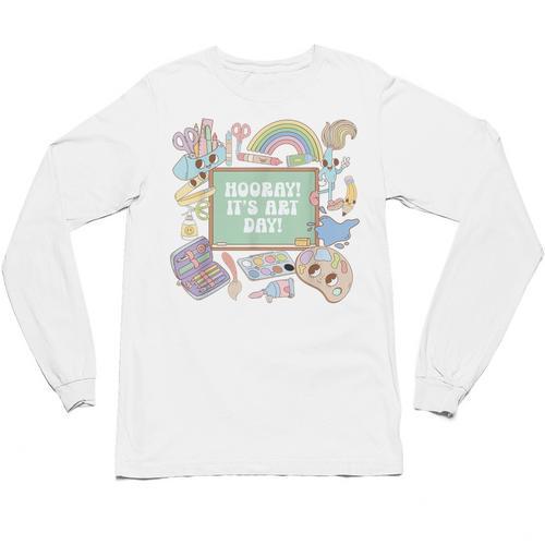Retro Hooray It's Art Day Art Teacher Back To School Women Unisex Long Sleeve T-Shirt - teacherstshirts.com UK