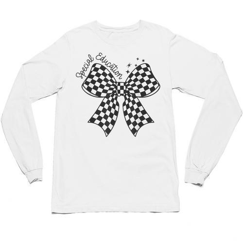 Retro Special Education Squad Coquette Bow SPED Teacher Unisex Long Sleeve T-Shirt - teacherstshirts.com DE