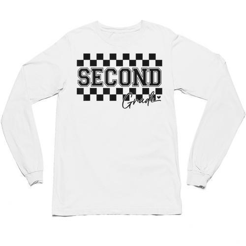 Second Grade Checkered Teacher 1st Day Back To School Women Unisex Long Sleeve T-Shirt - teacherstshirts.com