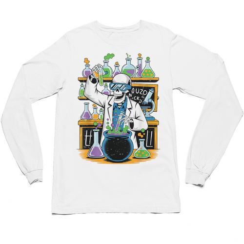Skeleton Mad Scientist Halloween Costume Science Teacher Unisex Long Sleeve T-Shirt - teacherstshirts.com UK