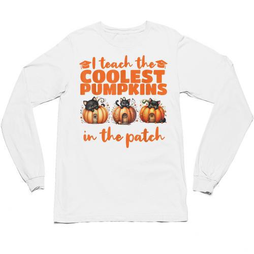 I Teach The Cutest Pumpkins Halloween Teacher Cat Lover Unisex Long Sleeve T-Shirt - teacherstshirts.com