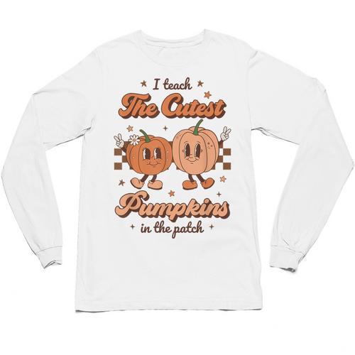 I Teach The Cutest Pumpkins In The Patch Retro Teacher Fall Unisex Long Sleeve T-Shirt - teacherstshirts.com DE