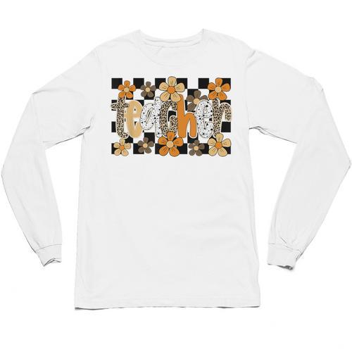 Teacher Appreciation Boho Floral Leopard Checkered Unisex Long Sleeve T-Shirt - teacherstshirts.com AU