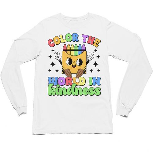 Teacher Back To School Color In Kindness Crayon Pencil Unisex Long Sleeve T-Shirt - teacherstshirts.com UK