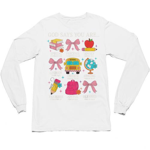 Teacher Christian God Says I Am Faith Religious Bible Verse Unisex Long Sleeve T-Shirt - teacherstshirts.com