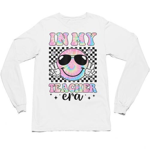 In My Teacher Era Groovy Tie Dye Back To School Cute Teacher Unisex Long Sleeve T-Shirt - teacherstshirts.com CA