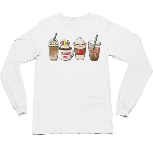 Teacher Fuel Coffee Teacher Mug Latte Iced Coffee Fall Unisex Long Sleeve T-Shirt - teacherstshirts.com AU