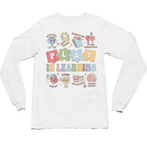 Teacher Groovy Play Is Learning Back To School Unisex Long Sleeve T-Shirt - teacherstshirts.com UK