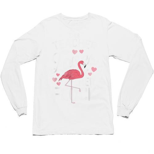 This Teacher Loves Her Flock Flamingo Teacher Class Unisex Long Sleeve T-Shirt - teacherstshirts.com DE