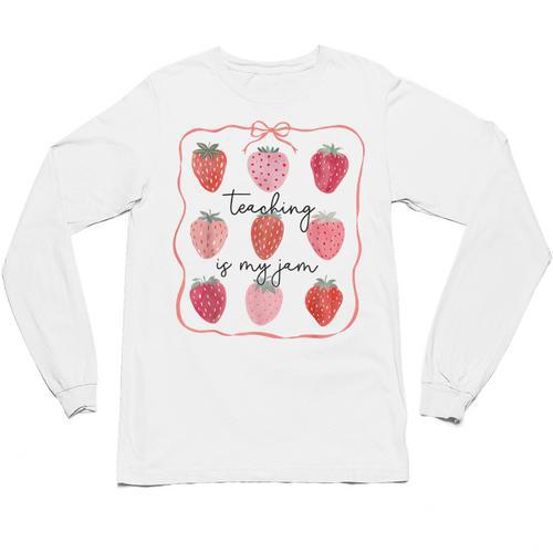 Teaching Is My Jam Teacher Team Crew Cute Strawberry Girls Unisex Long Sleeve T-Shirt - teacherstshirts.com AU