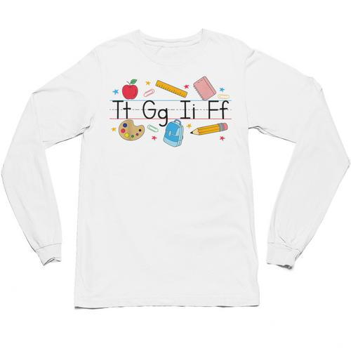 TGIF Teacher Alphabet Kindergarten Teacher Appreciation Unisex Long Sleeve T-Shirt - teacherstshirts.com DE