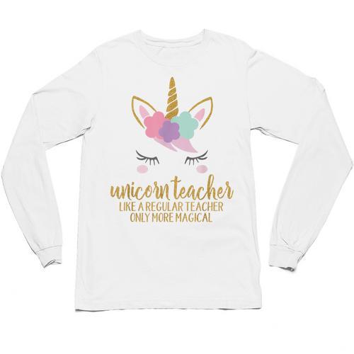 Unicorn Teacher Shirt For Women School Teacher Unisex Long Sleeve T-Shirt - teacherstshirts.com CA