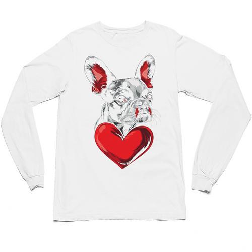 Valentine's Day Boston Terrier Dog Vector Unisex Long Sleeve T-Shirt - Bostonterriersmerch.com CA