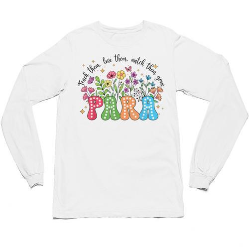 Wildflower Para Floral Paraprofessional Paraeducator Teacher Unisex Long Sleeve T-Shirt - teacherstshirts.com DE
