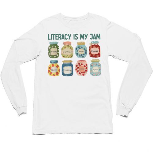 Women Literacy Is My Jam Literacy Teacher Reading Teacher Unisex Long Sleeve T-Shirt - teacherstshirts.com DE