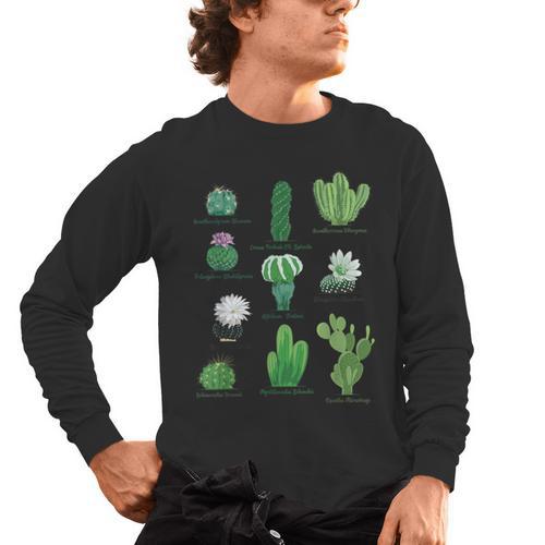 10 Types Of Cactus Succulent Teacher Chart Cactus Lover Tee Men's Long Sleeve T-Shirt - teacherstshirts.com