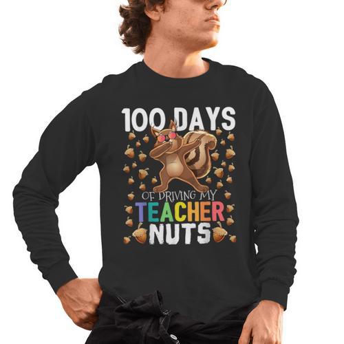 100 Days Of Driving My Teacher Nuts Dabbing Squirrel School Men's Long Sleeve T-Shirt - teacherstshirts.com UK