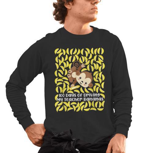 100th Day Of School Teacher Monkey Pun Banana For Men Women Girls Kids Men's Long Sleeve T-Shirt - teacherstshirts.com AU